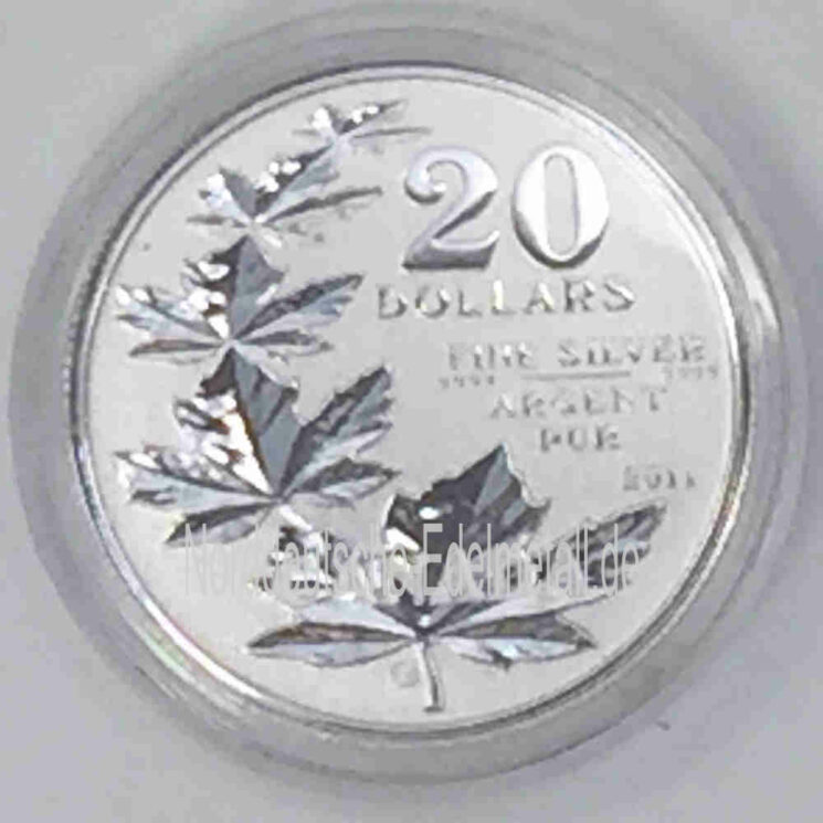 Kanada 20 Dollar Silber 999 mit 5 Maple Leaf Blättern von 2011