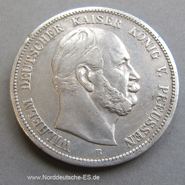 Deutsches Reich 5 Mark Silbermünze Kaiser Wilhelm I 1874-1876