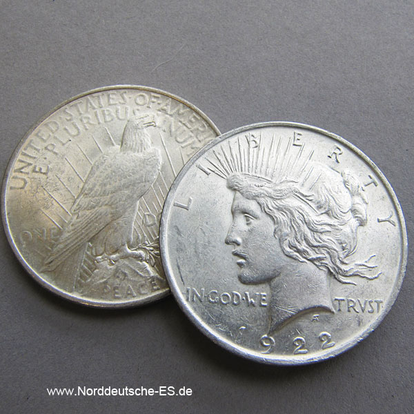 USA 1 $ Silber Peace-Dollar 1922