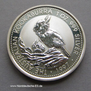 Australien 1 oz Silber Kookaburra 1997