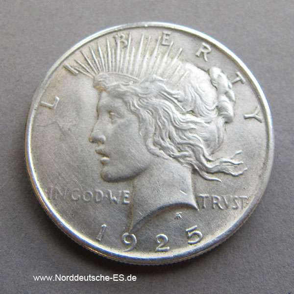 USA Peace One Dollar Silber 1925