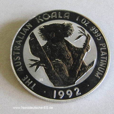 Australien Koala 1 oz Platin 100 Dollars 1992