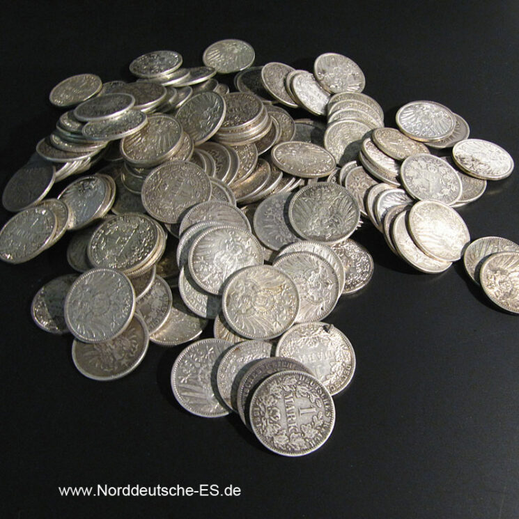 Deutsches Reich 1 Mark Silber 175 Stück von 1873-1916 unsortiert
