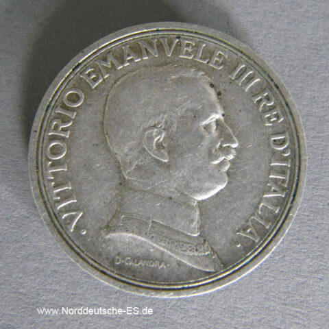 Italien 2 Lire Silber Vittorio Emanuele III 1914-1917