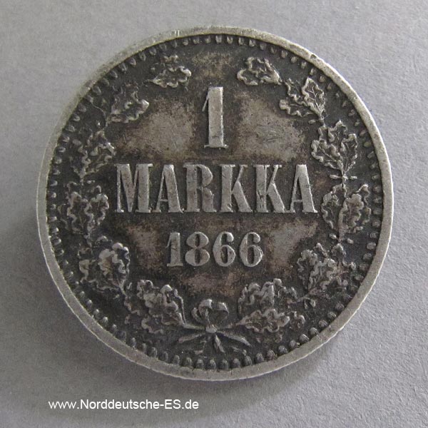 Finnland 1 Markka Silbermünze 1855-1881