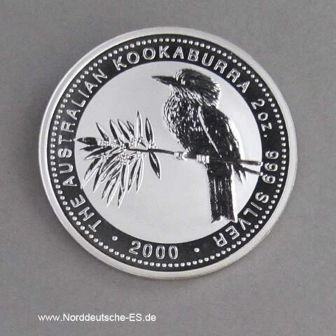 Australien Kookaburra 2 oz Silbermünze 2000