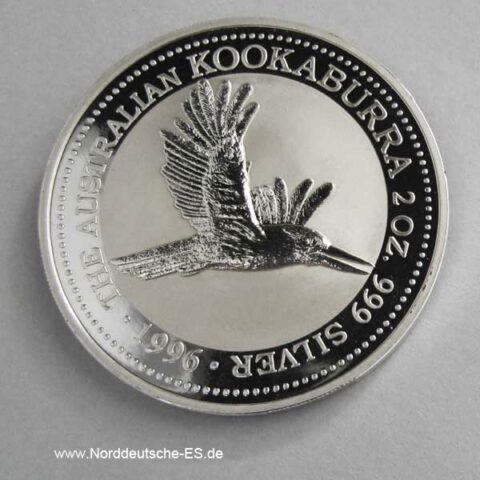 Australien 2 Unzen Silber 2 Dollars Kookaburra 1996