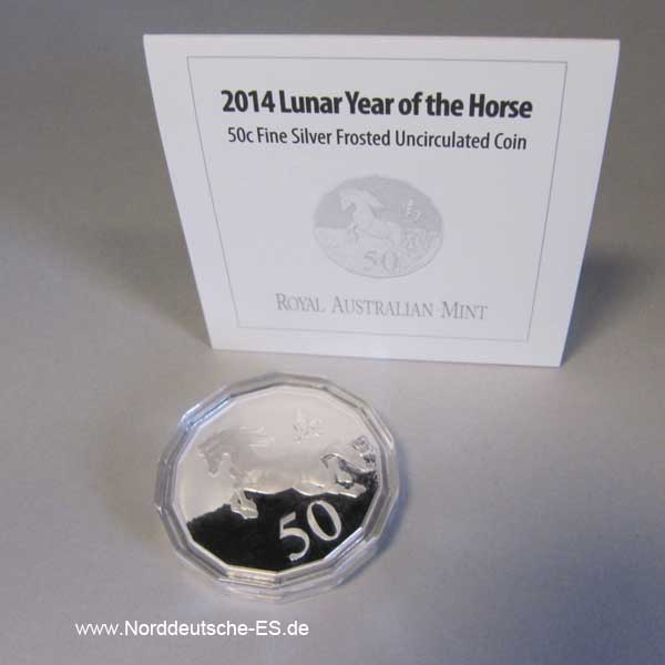 Australien Lunar Pferd 2014 Unzirkuliert Originalbox Zertifikat