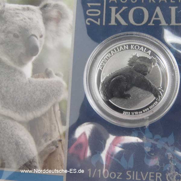 Silbermünze 1_10 oz Koala 2012