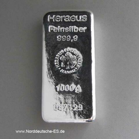 Silberbarren 1 Kilogramm Heraeus 1Kg Feinsilber 999