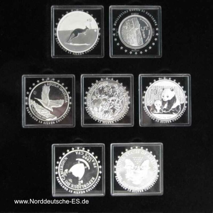 Collection Fabulous 15 Serie 2012 mit Zertifikat in Holzbox 15 Silbermünzen Anlagemünzen