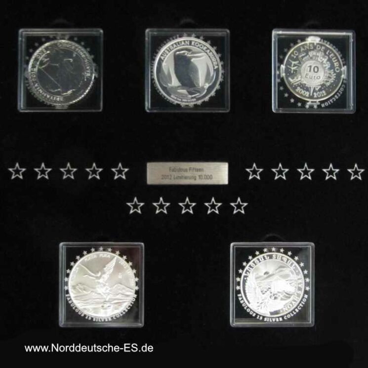 Collection Fabulous 15 Serie 2012 mit Zertifikat in Holzbox 15 Silbermünzen Anlagemünzen