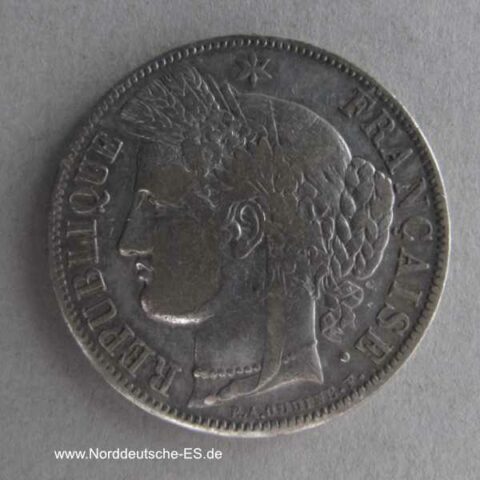 Frankreich 5 Francs 1850 A Cereskopf 1849-1851 Silber