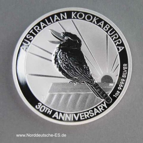 Australien Kookaburra 1 oz Silber 2020 Jubiläumsausgabe 30 Jahre Kookaburra