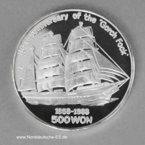 500 Won Silbermünze Gorch Fock 1988