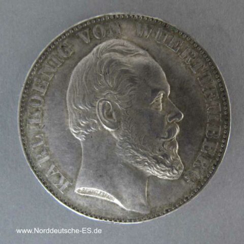 Siegestaler 1871 Karl I Württemberg Silber Vereinstaler