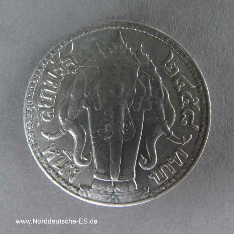 Thailand 1 Baht Silbermünze 1915 (BE2458) Rama VI