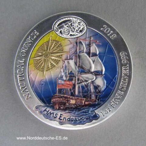 Ruanda 1 oz Silber Nautical Ounce Endeavour 2018 koloriert