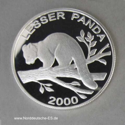 Laos 500 Kip Silber Kleiner Panda 2000 Lesser Panda