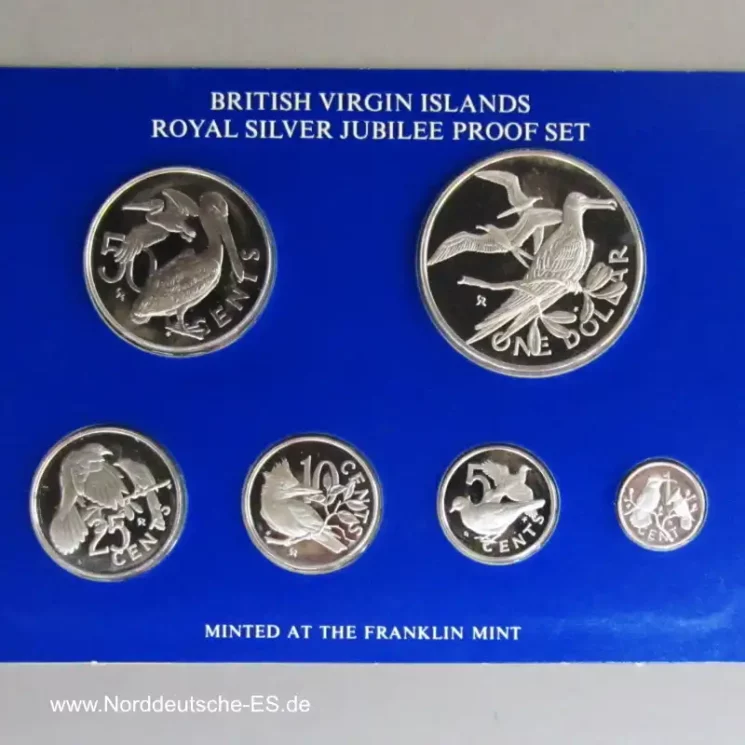 British Virgin Islands 6 x Münzen Royal Silver Jubilee Proof Set 1977