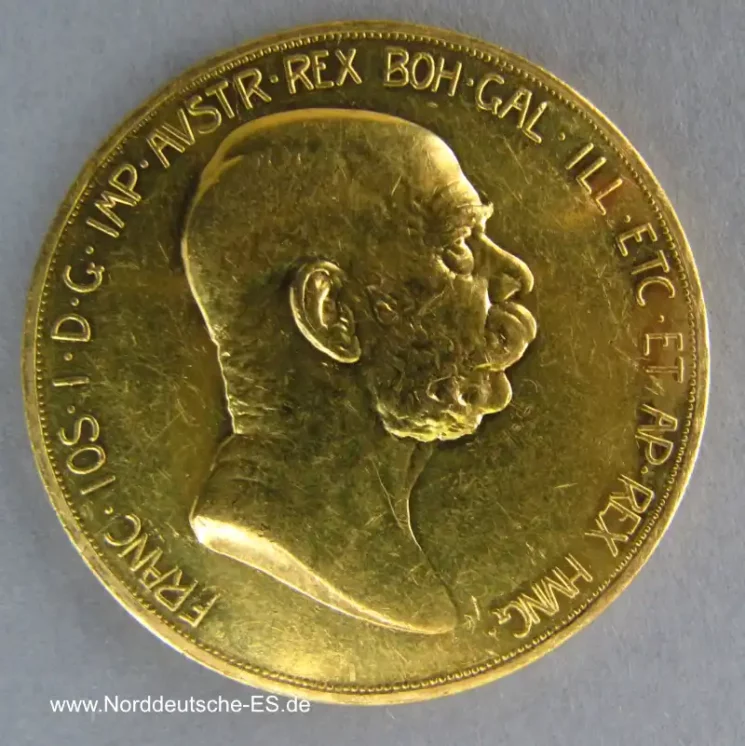 Österreich Franz Josef I. GOLD 100 Kronen 1908 Wien Regierungsjubiläum AV kl. Kr. RV kl. Kr.