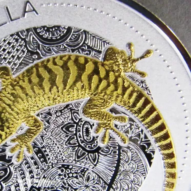 Anguilla 1 Dollar Silber 2020 Gecko teilvergoldet