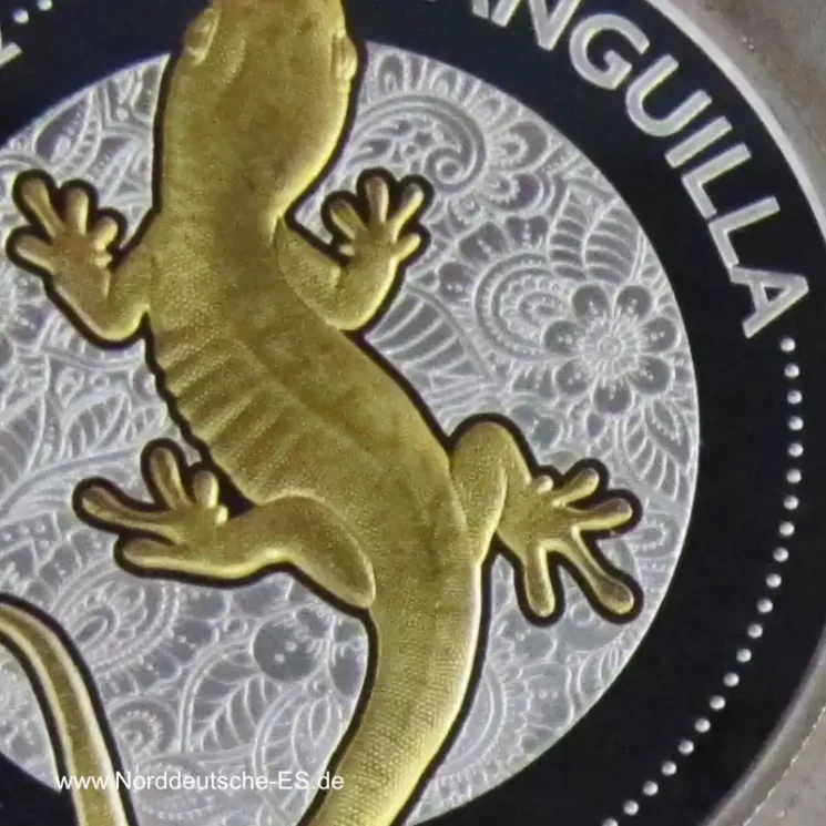 Anguilla 1 Dollar Silber 2022 Gecko teilvergoldet