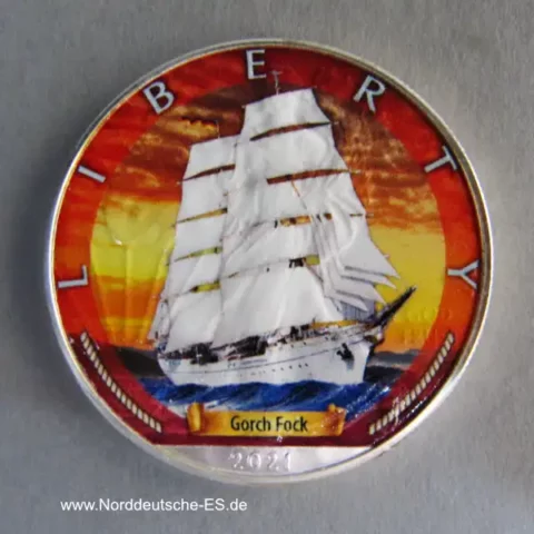 USA 1 Dollar Gorch Fock Silber koloriert 2021