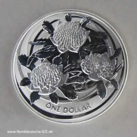 Australien 1 oz Silber 1 Dollar Waratah Wildflowers of Australia 2022