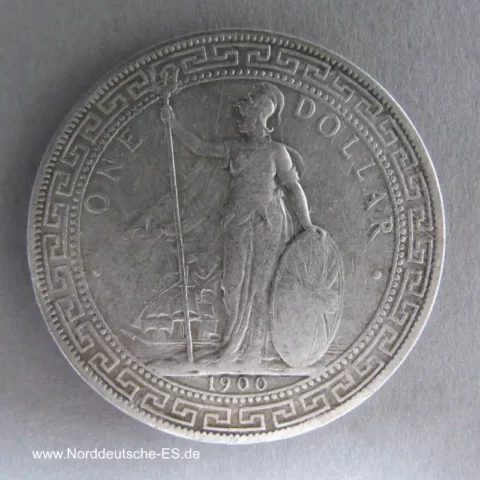 England 1 Dollar Silbermünze 1900 Britischer Handelsdollar
