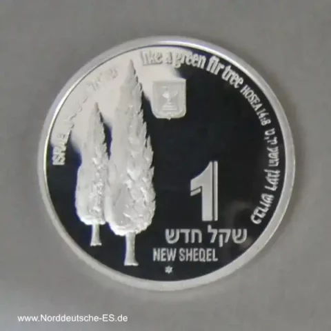 Israel 1 Neuer Schekel Silber Sheqalim Storch Holy Land Wildlife 1998