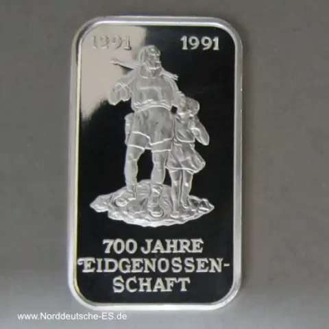 Silberbarren 1 oz Argor Heraeus 700 Jahre Eidgenossenschaft 1291-1991