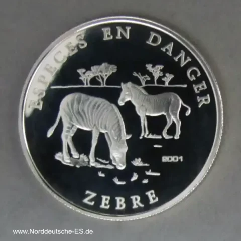 Benin 1000 Francs Zebra 2001 Escpeces en Danger