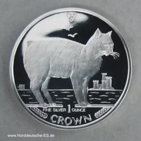 Isle of Man 1 Crown Manx Cat 1 oz Silber Katze 1988