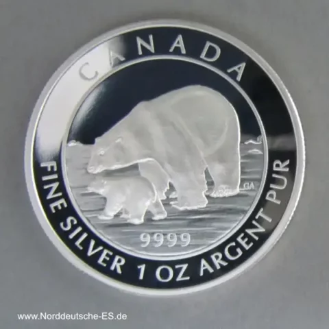 Kanada 1 oz Silber 5 Dollars Eisbär 2015 Polar Bear