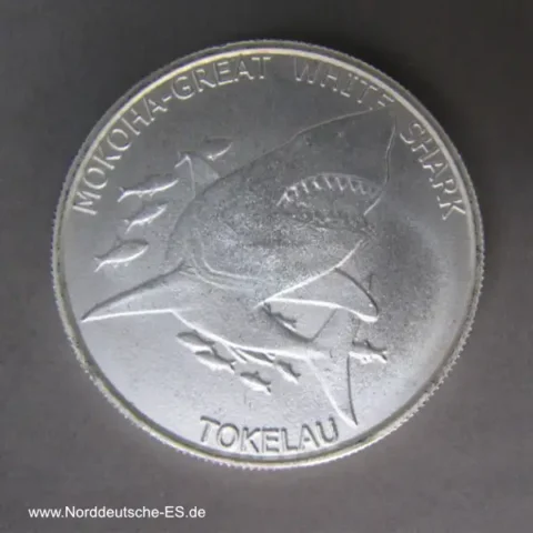 Tokelau Inseln 1 oz Silber Mokoha Great White Shark 2015 - Weißer Hai