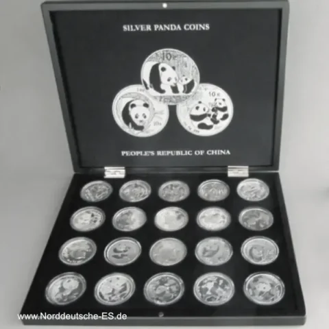 China Panda 20 x 1 oz Silver Panda Coins im Set 1989-2008