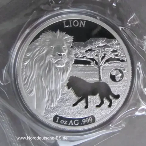 Djibouti 1 oz Silber Shapes of Africa Lion 2018