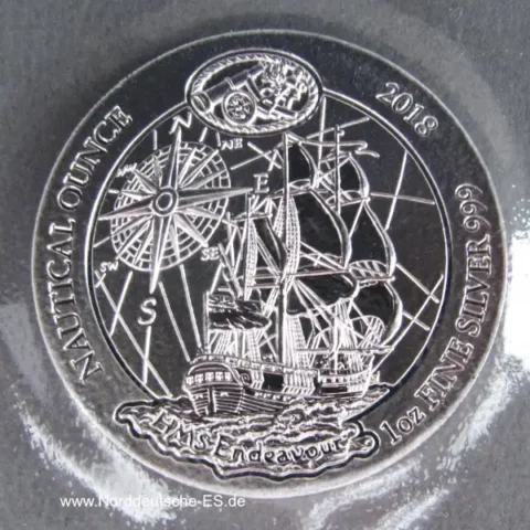 Ruanda 1 oz Silber Nautical Ounce HMS Endeavour 2018